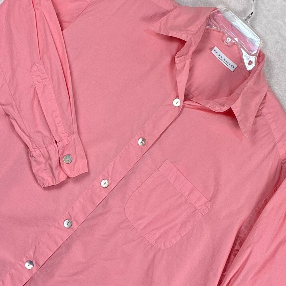 Bryn Walker Shirt Women XS Pink Lagenlook Classic Preppy Organic Cotton USA